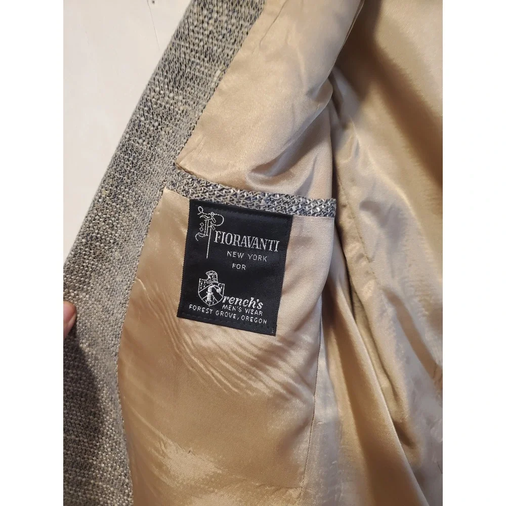 Fioravanti New York Vintage Tweed Blazer Grey Blue Two Button Sport Coat Mens